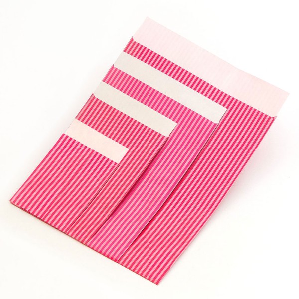 Flachbeutel - Lignes pink-silber T2